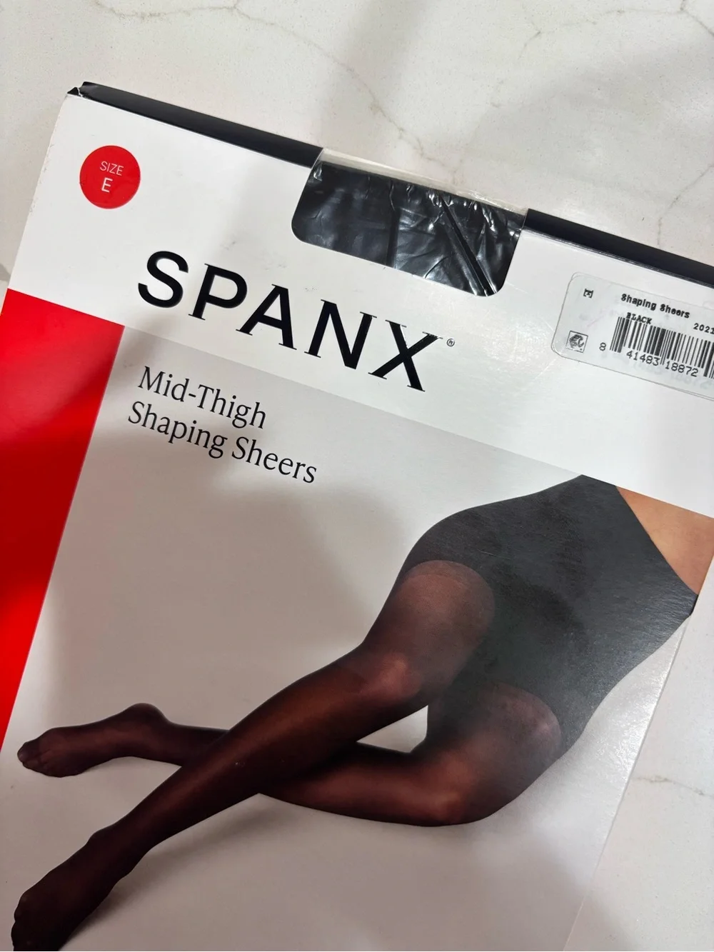NEW SPANX Black Mid-Thigh Shaping Sheers Tights Size E $38